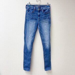 American Eagle Size 6 Long Hi-Rise Jegging Medium Blue Wash Women's
